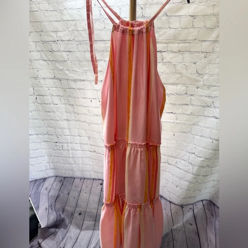 Club Monaco Pink Striped Amirra 100% silk Dress Size 12 US $298 - Picture 5 of 13